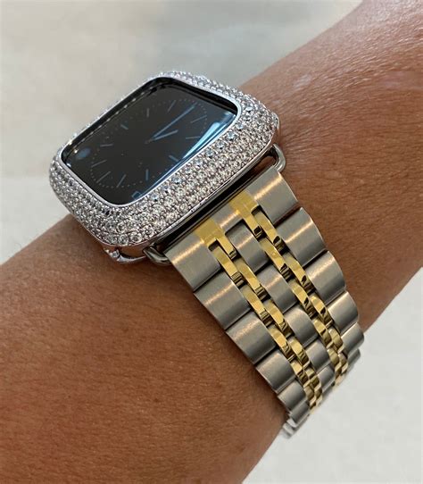 rolex style band for apple watch|real diamond apple watch band.